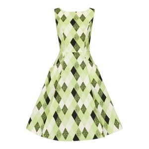 Collectif Clothing BNWT Hepburn Atomic Harlequin Swing Pinup Dress – 2XL